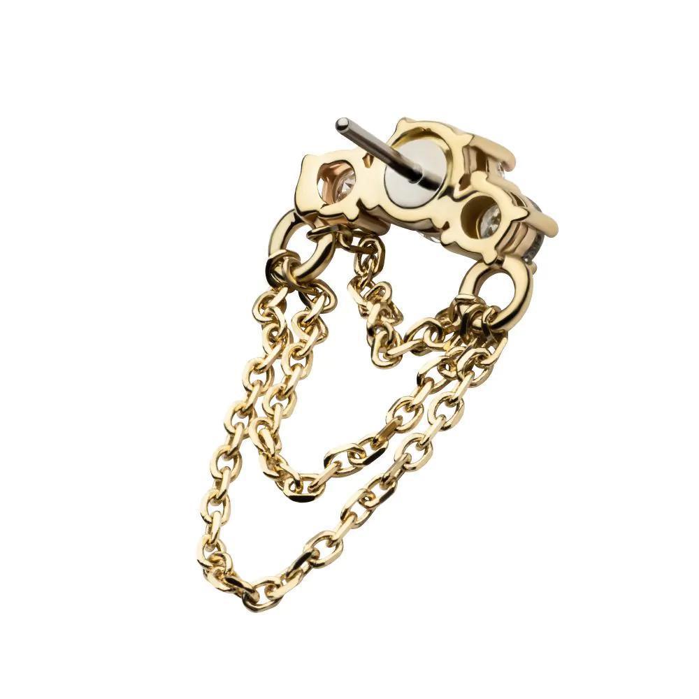 Invictus | 14k gold | 3 Gem Cluster w/ Triple Dangle Chain | Lab-Grown Diamond