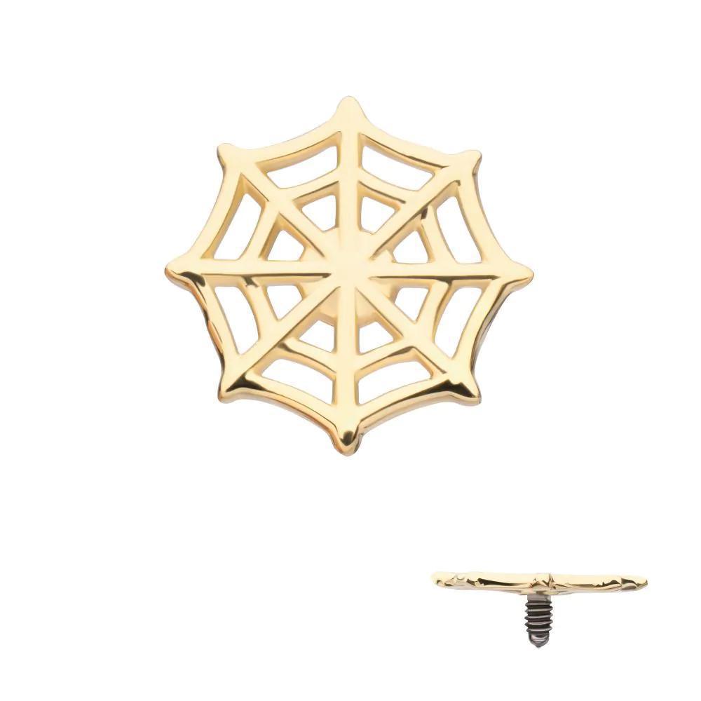 Invictus | 14k gold | 14g Dermal Top | Spiderweb