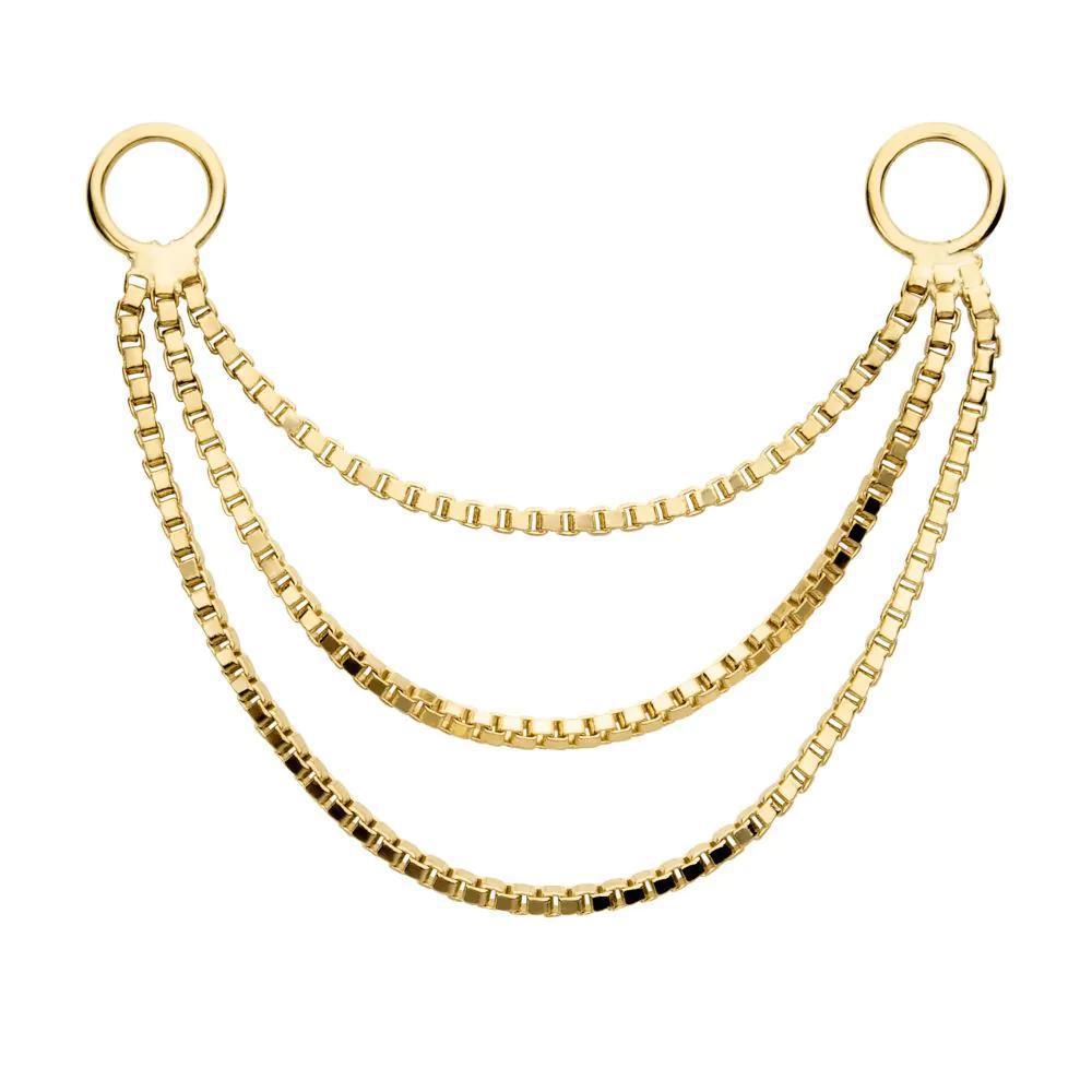 Invictus | 14k gold | 3- Tier Box Chain with Rings