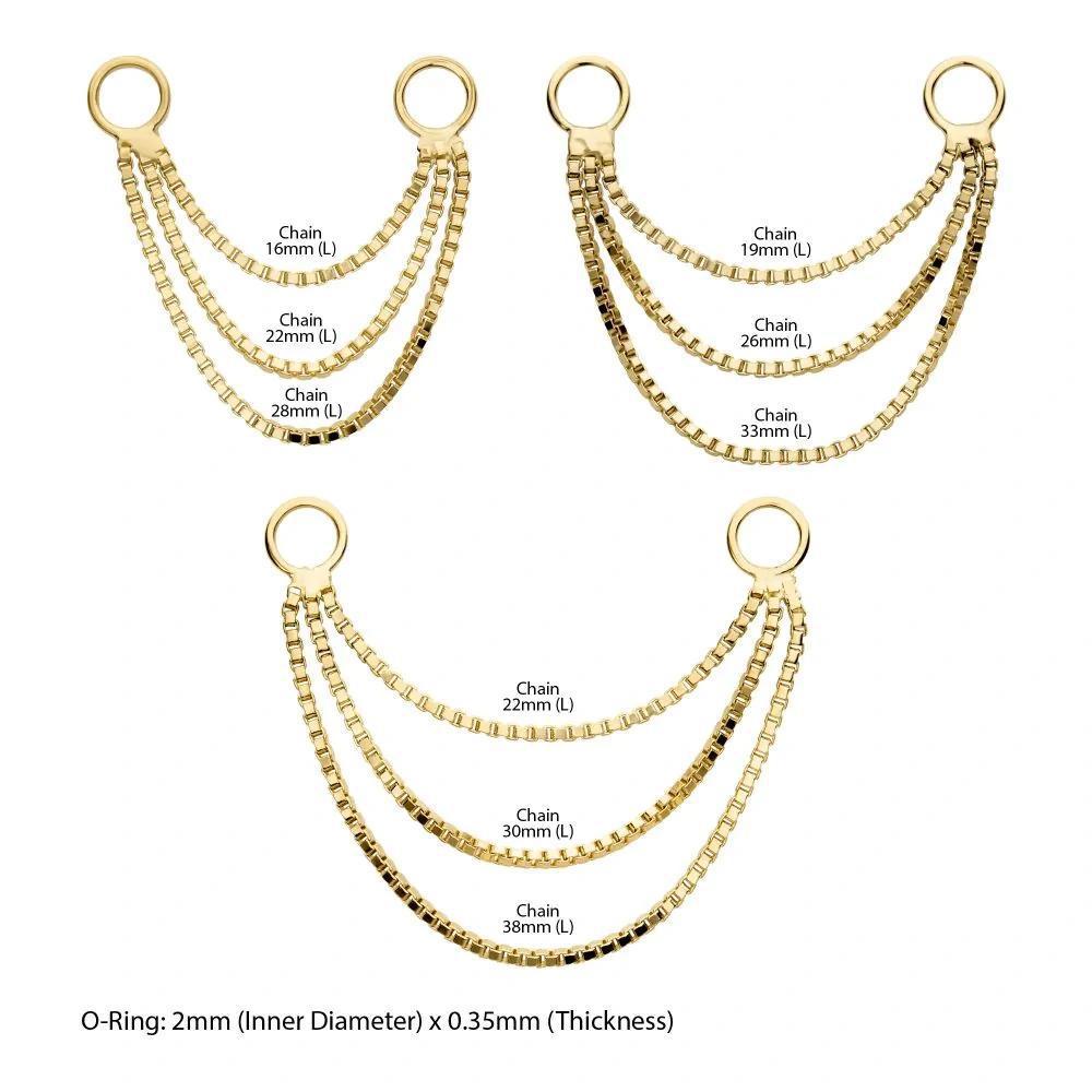 Invictus | 14k gold | 3- Tier Box Chain with Rings