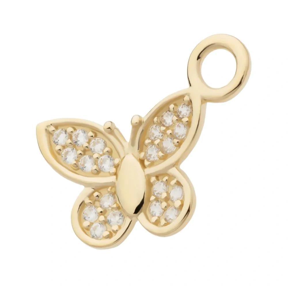 Invictus | 14k gold | Pave Set Butterfly Charm | CZ