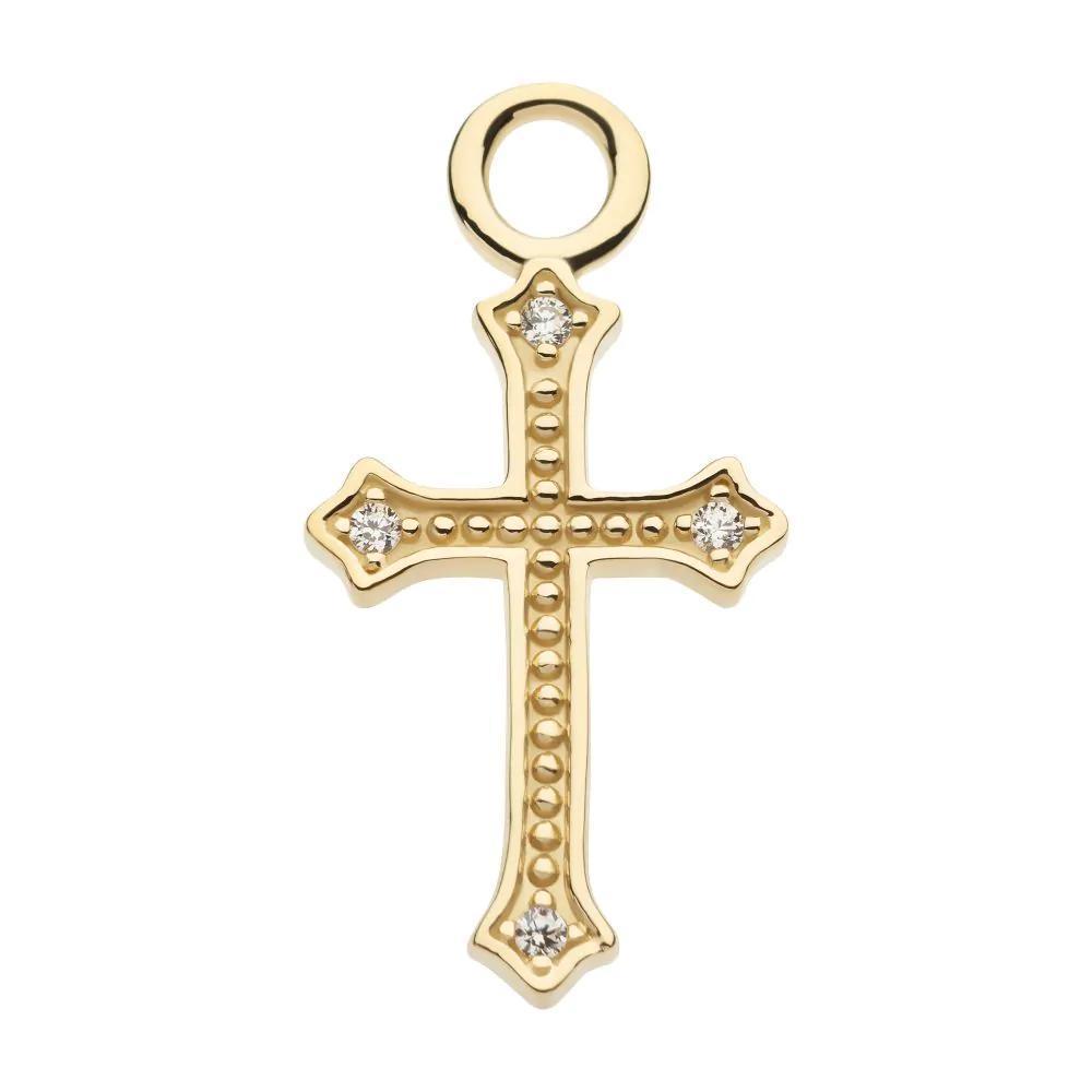 Invictus | 14k gold | Antique Cross Charm | CZ