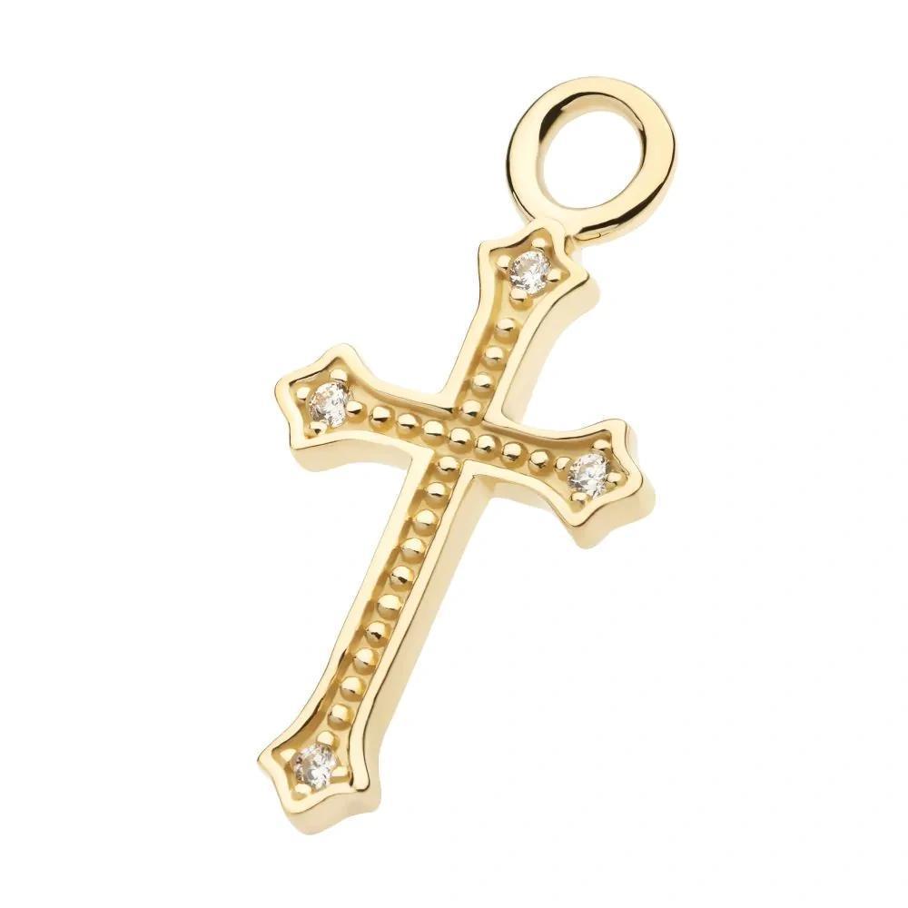 Invictus | 14k gold | Antique Cross Charm | CZ