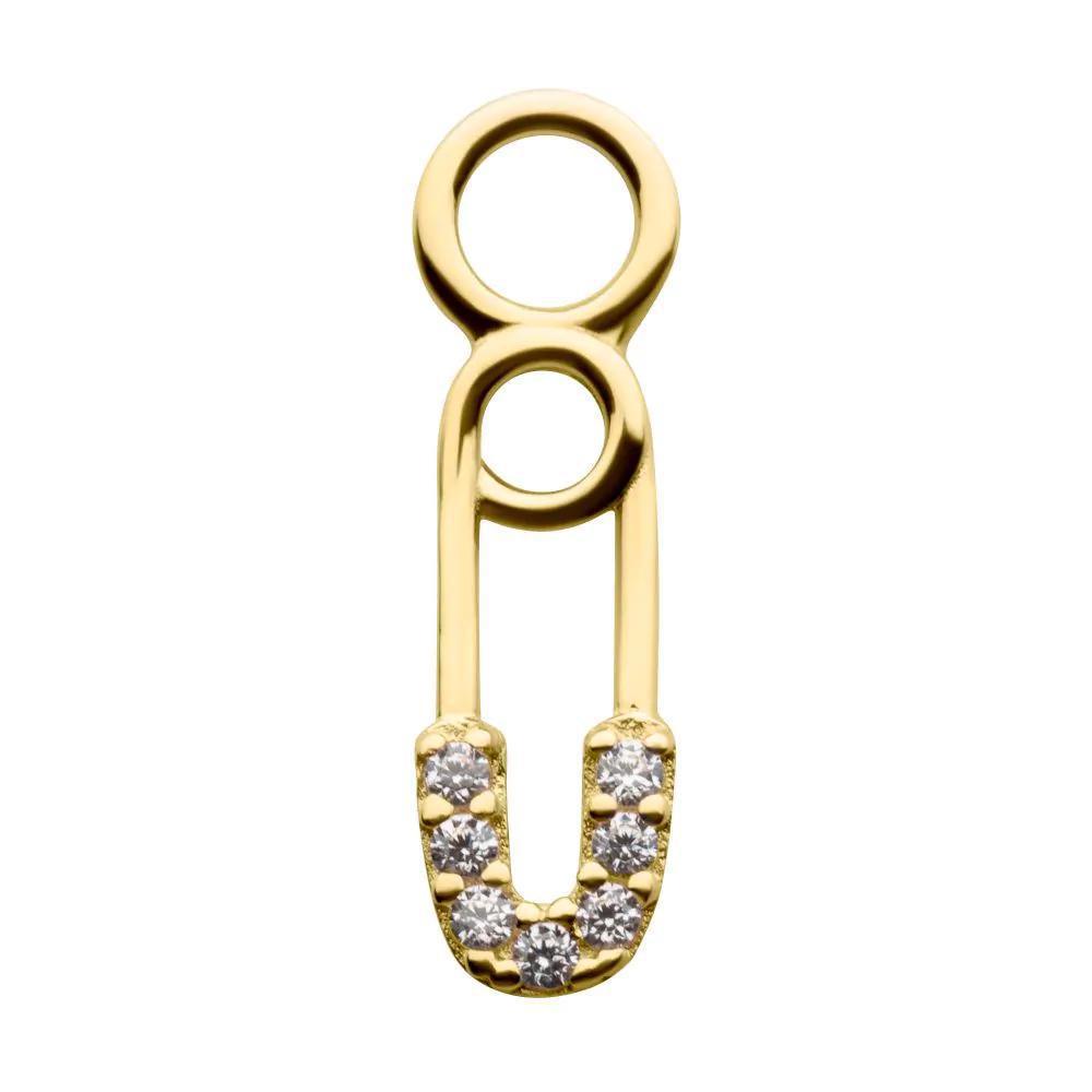 Invictus | 14k gold | Safety Pin Charm | CZ
