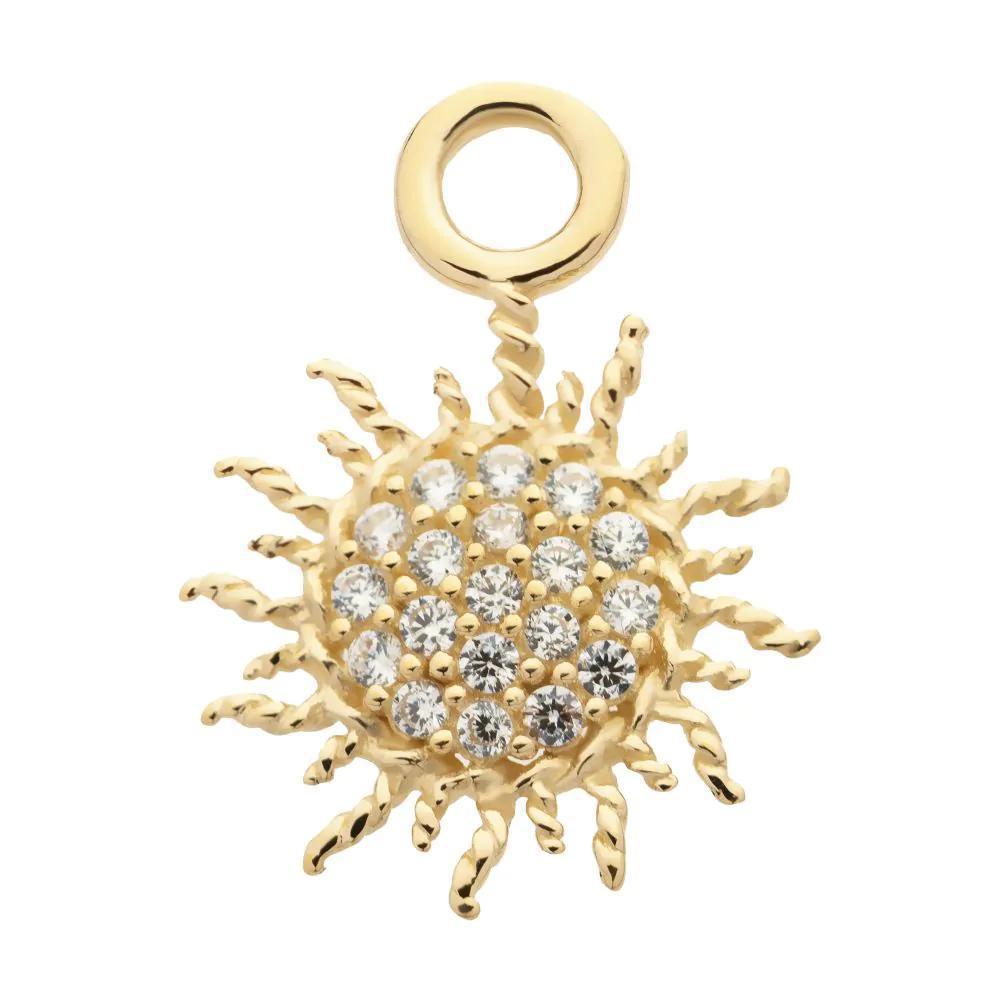 Invictus | 14k gold | Pave Set Sunburst Charm | CZ