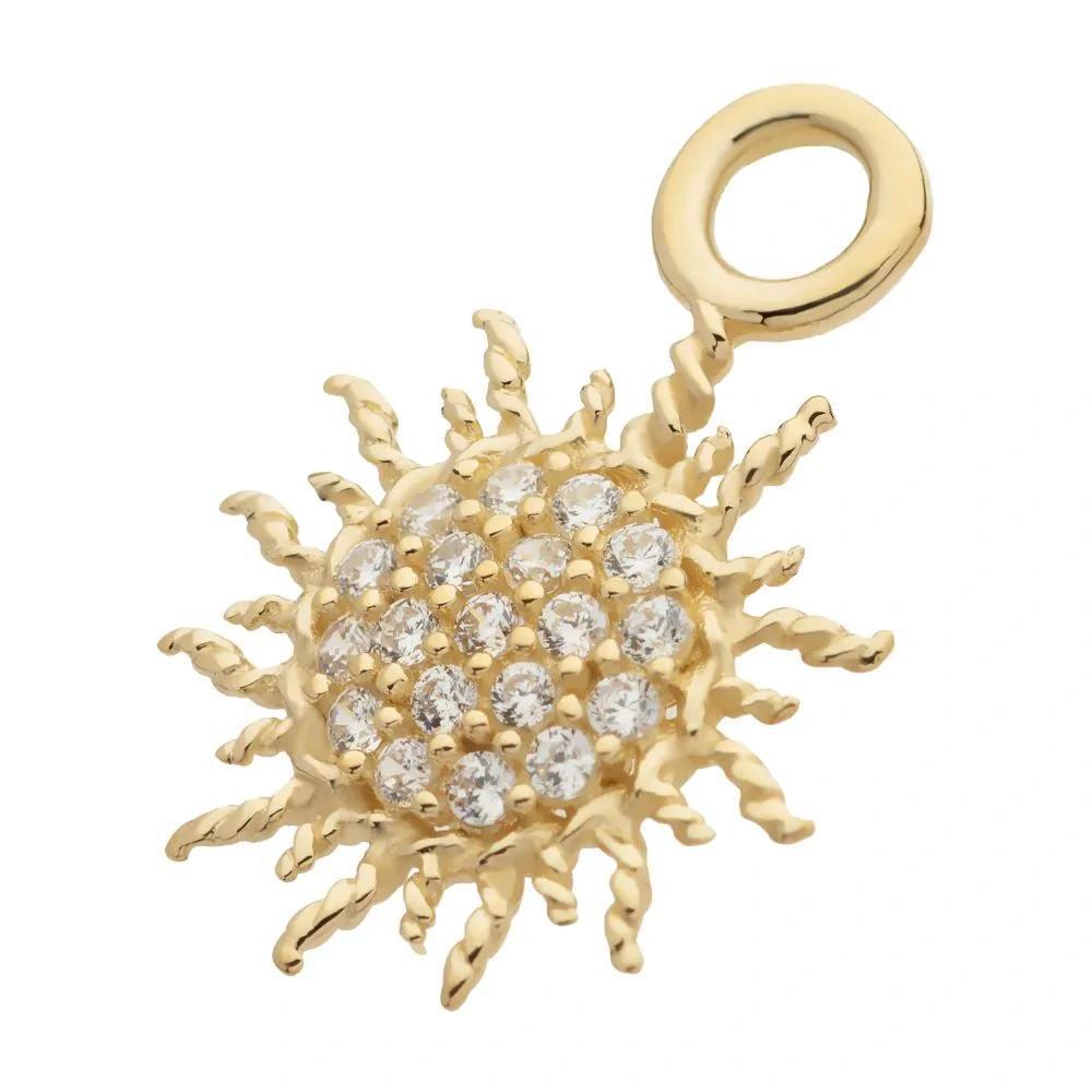 Invictus | 14k gold | Pave Set Sunburst Charm | CZ