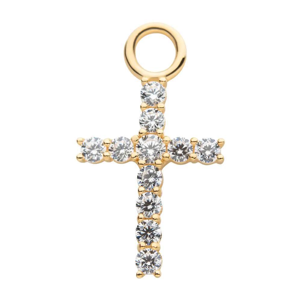 Invictus | 14k gold | Prong Set Cross Charm | CZ