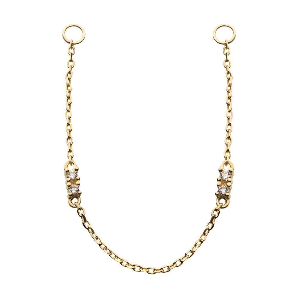 Invictus | 14k gold | Dangling Chain | CZ