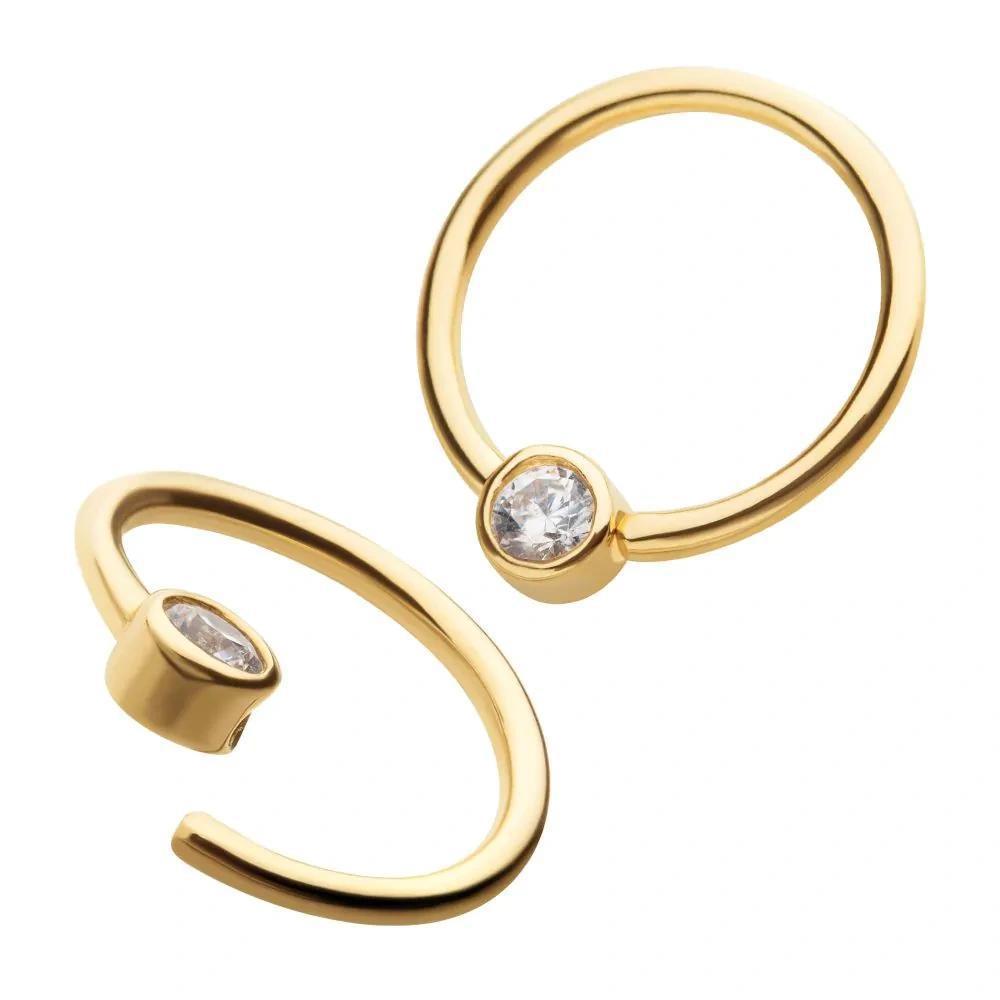Invictus | 14k gold | Bezel Set Centerpiece Seamless Split Ring | Clear CZ