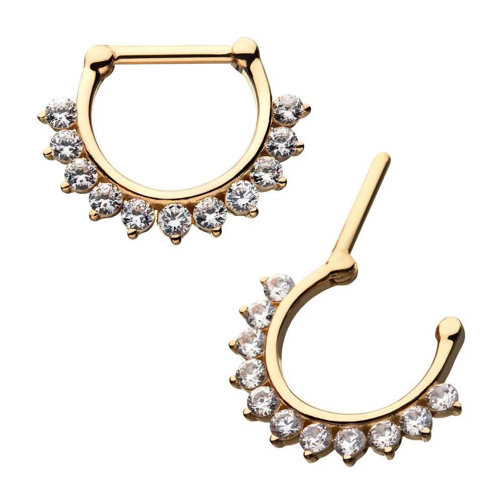 Invictus | 14k gold | Prong Set Septum Clicker | CZ