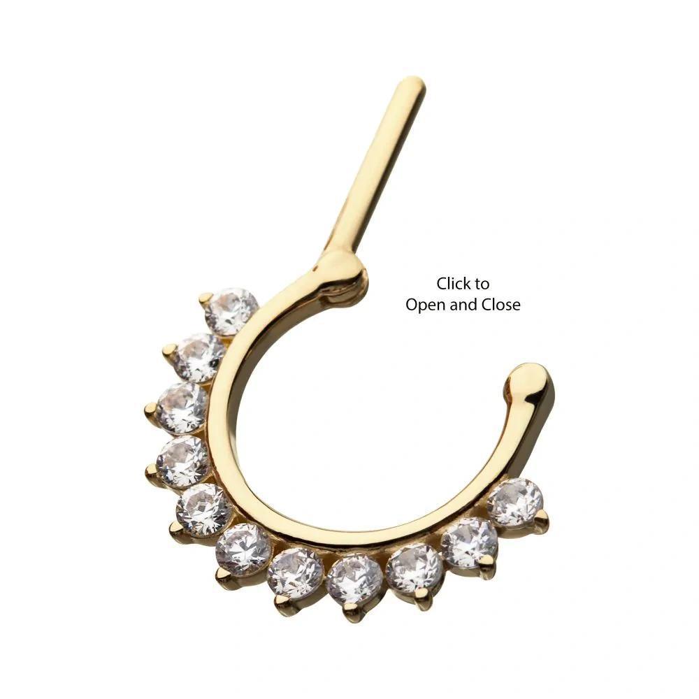 Invictus | 14k gold | Prong Set Septum Clicker | CZ