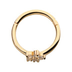 Invictus | 14k gold | Flower Side Facing Hinged Hoop | Clear CZ