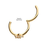 Invictus | 14k gold | Flower Side Facing Hinged Hoop | Clear CZ
