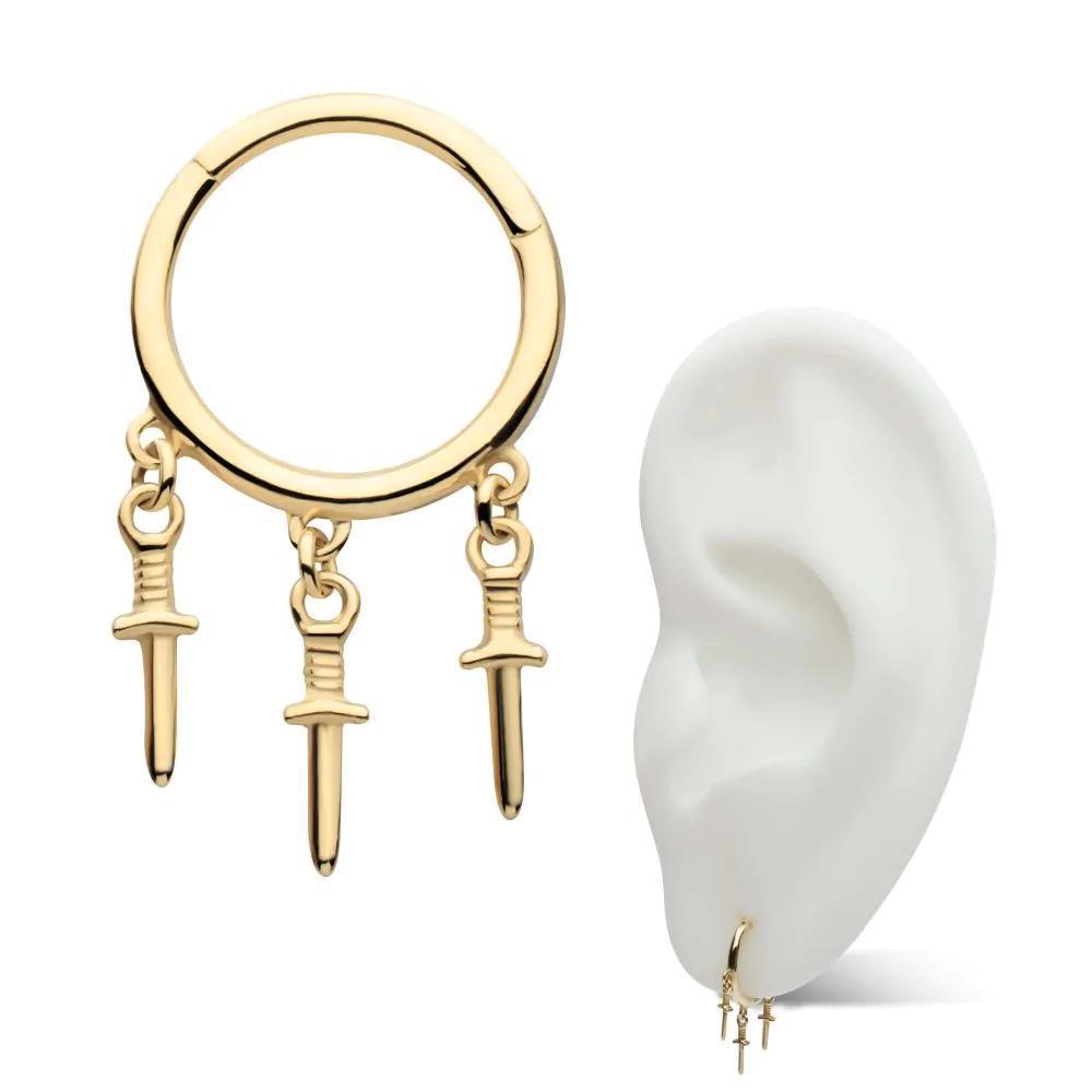 Invictus | 14k gold | Triple Dagger Hinged Segment Clicker