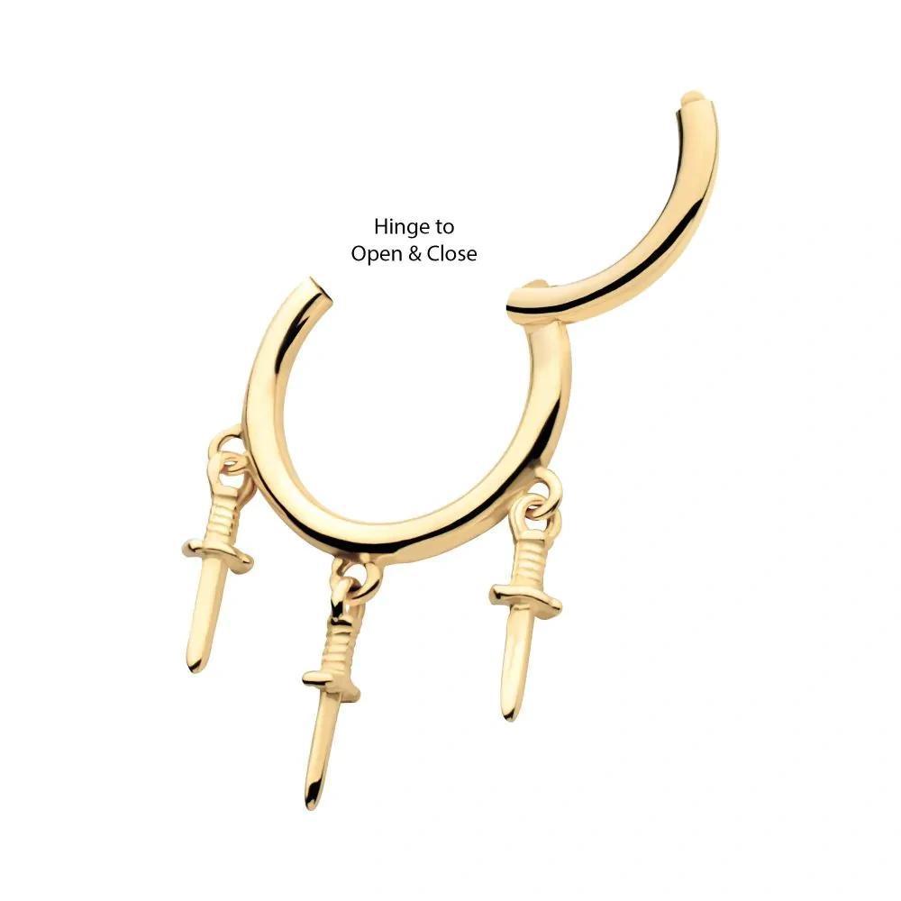 Invictus | 14k gold | Triple Dagger Hinged Segment Clicker