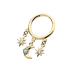 Invictus | 14k gold | Stars Crescent Moon Hinged Segment Clicker