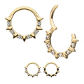Invictus | 14k gold | Prong Set Spike Front Facing Hinged Segment Clicker | CZ