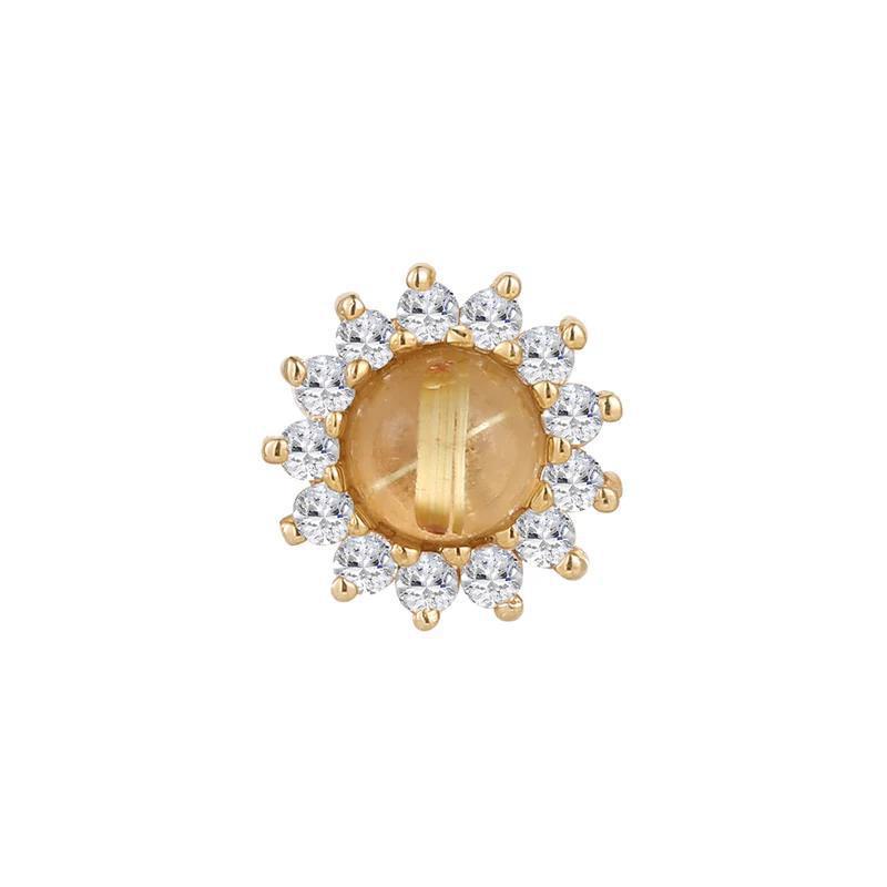 Buddha | 14k gold | Delphine | Rutilated Quartz + White Sapphire