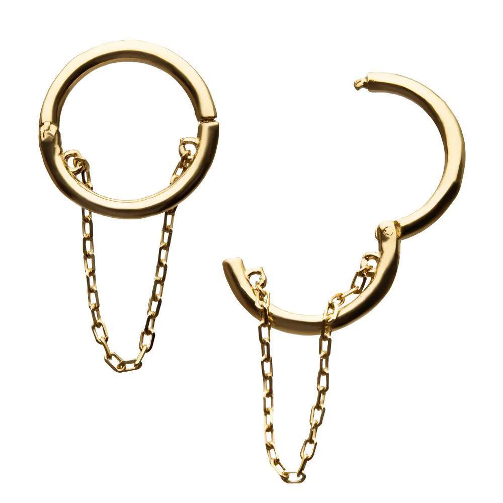 Invictus | 14k gold | Chain Hinged Hoop
