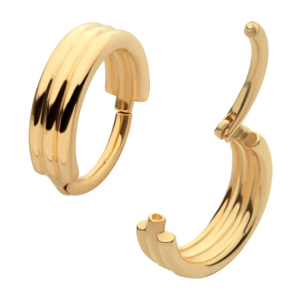 Invictus | 14k gold | Triple Stack Hinged Hoop