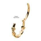 Invictus | 14k gold | Twisted Style Hinged Hoop | Side Facing
