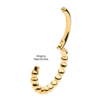Invictus | 14k gold | Beaded Edge Hinged Hoop | Side Facing