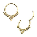Invictus | 14k gold | 14 Bead Cluster Hinged Hoop