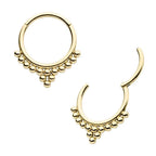 Invictus | 14k gold | 14 Bead Cluster Hinged Hoop