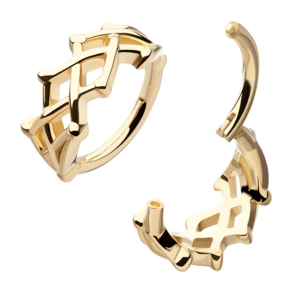 Invictus | 14k gold | Crown of Thorns | Side Facing Hinged Hoop