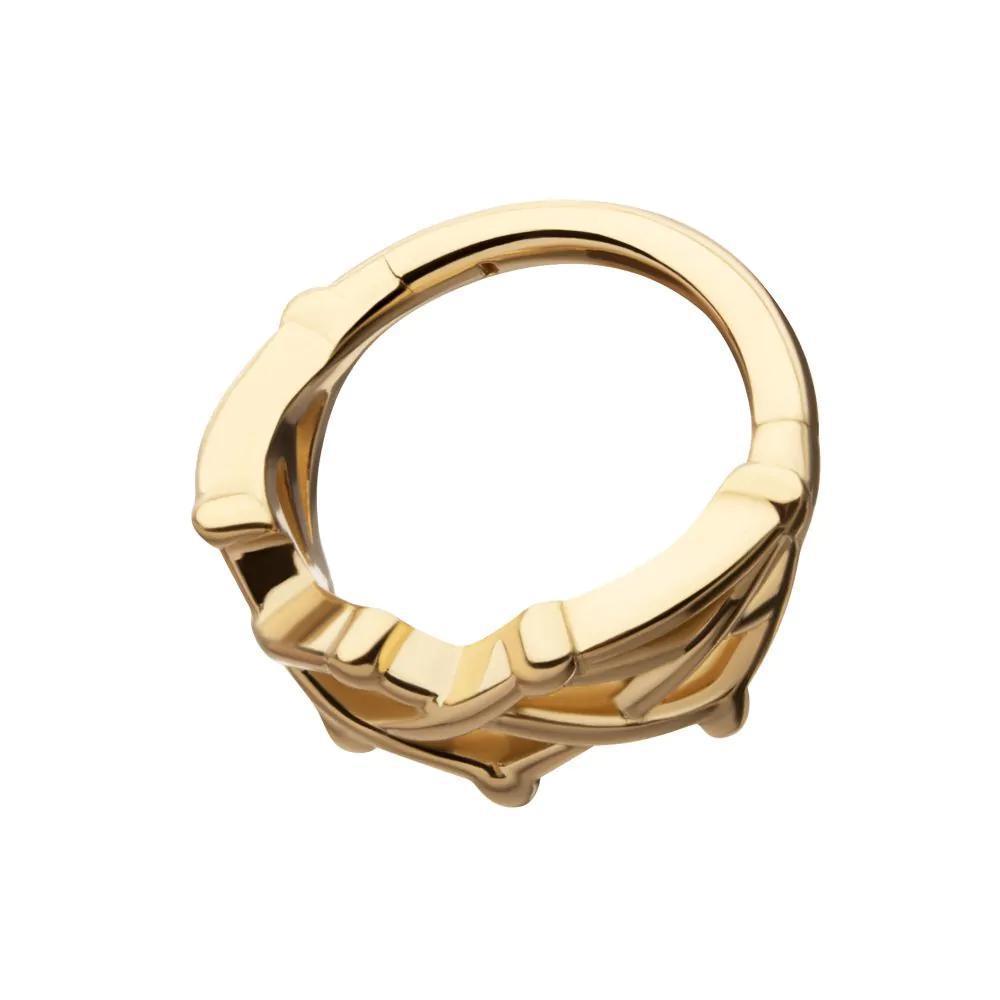 Invictus | 14k gold | Crown of Thorns | Side Facing Hinged Hoop