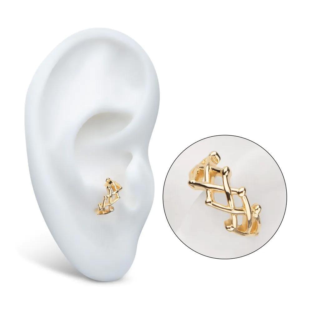 Invictus | 14k gold | Crown of Thorns | Side Facing Hinged Hoop