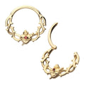 Invictus | 14k gold | Sacred Heart with Dagger & Thorns | Front Facing Hinged Hoop | Cubic Zirconia