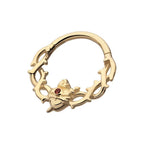 Invictus | 14k gold | Sacred Heart with Dagger & Thorns | Front Facing Hinged Hoop | Cubic Zirconia