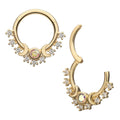 Invictus | 14k gold | Triple Moon Phase | Front Facing Hinged Hoop | Cubic Zirconia