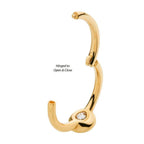 Invictus | 14k gold | Bezel Set CZ | Side Facing Hinged Hoop | Cubic Zirconia