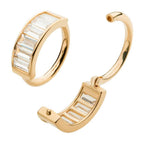 Invictus | 14k gold | 6pc Baguette | Side Facing Hinged Hoop | Cubic Zirconia
