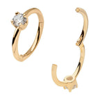Invictus | 14k gold | Prong Set CZ | Side Facing Hinged Hoop | Cubic Zirconia