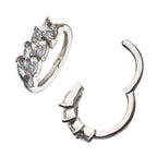 Invictus | 14k gold | 4 Clear CZ Prong Set | Side Facing Hinged Hoop | Cubic Zirconia