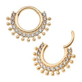 Invictus | 14k gold | 15 Cluster Prong Set CZ Beaded Edge Hinged Hoop | Cubic Zirconia