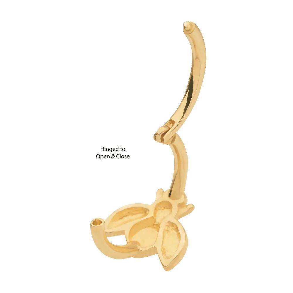 Invictus | 14k gold | Bee | Side Facing Hinged Hoop