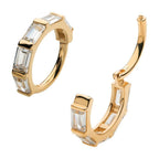 Invictus | 14k gold | Baguette Hinged Hoop | Cubic Zirconia