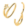 Invictus | 14k gold | CZ Star | Side Facing Hinged Hoop | Cubic Zirconia