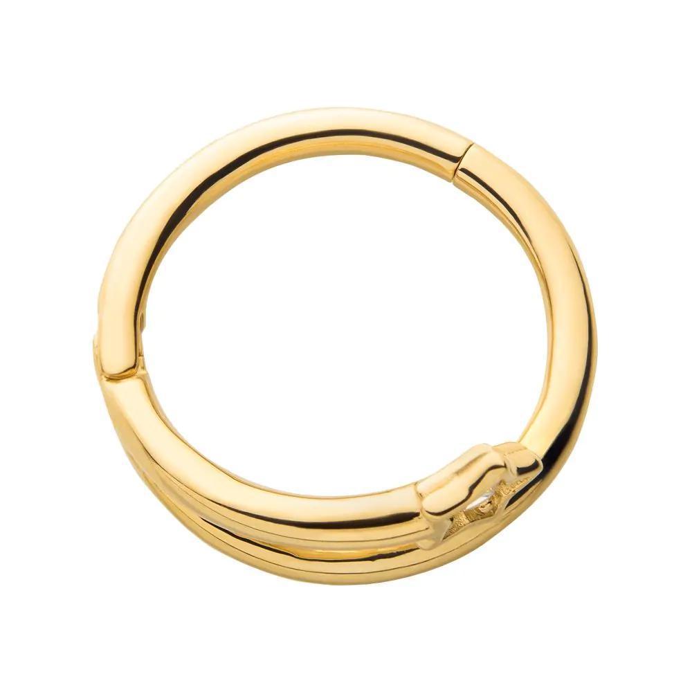 Invictus | 14k gold | CZ Star | Side Facing Hinged Hoop | Cubic Zirconia