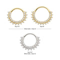 Invictus | 14k gold | Two Row Gem Cluster Front Facing Hinged Hoop | CZ