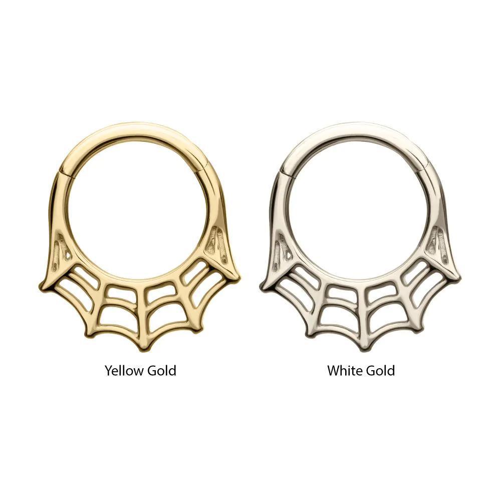 Invictus | 14k gold | Spiderweb Front Facing Hinged Segment Clicker