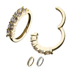 Invictus | 14k gold | Prong Set CZ | Side Facing Hinged Hoop | Cubic Zirconia