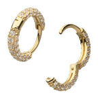 Invictus | 14k gold | Pave Huggie Hinged Hoop | Clear CZ