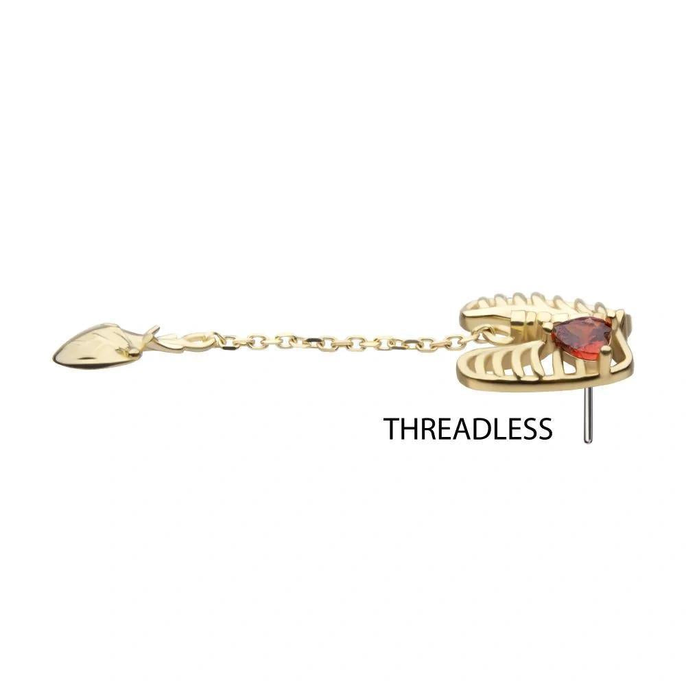 Invictus | 14k gold | Rib Cage with Heart Dangle | CZ