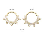 Invictus | 14k gold | Front Facing Hinged Hoop | Double Row Pave with Spike | Clear CZ