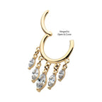 Invictus | 14k gold | 5-Marquise Dangle Hinged Hoop